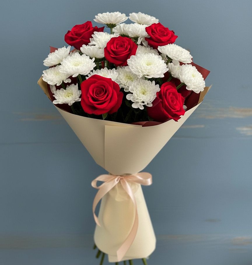 Букет цветов из: Розы и Хризантемы в Льве Толстом