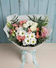 Букет цветов из:  Розы, Лизиантусы и Хризантемы в Льве Толстом