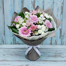Букет цветов из:  Герберы, Альстромерии и Хризантемы в Льве Толстом