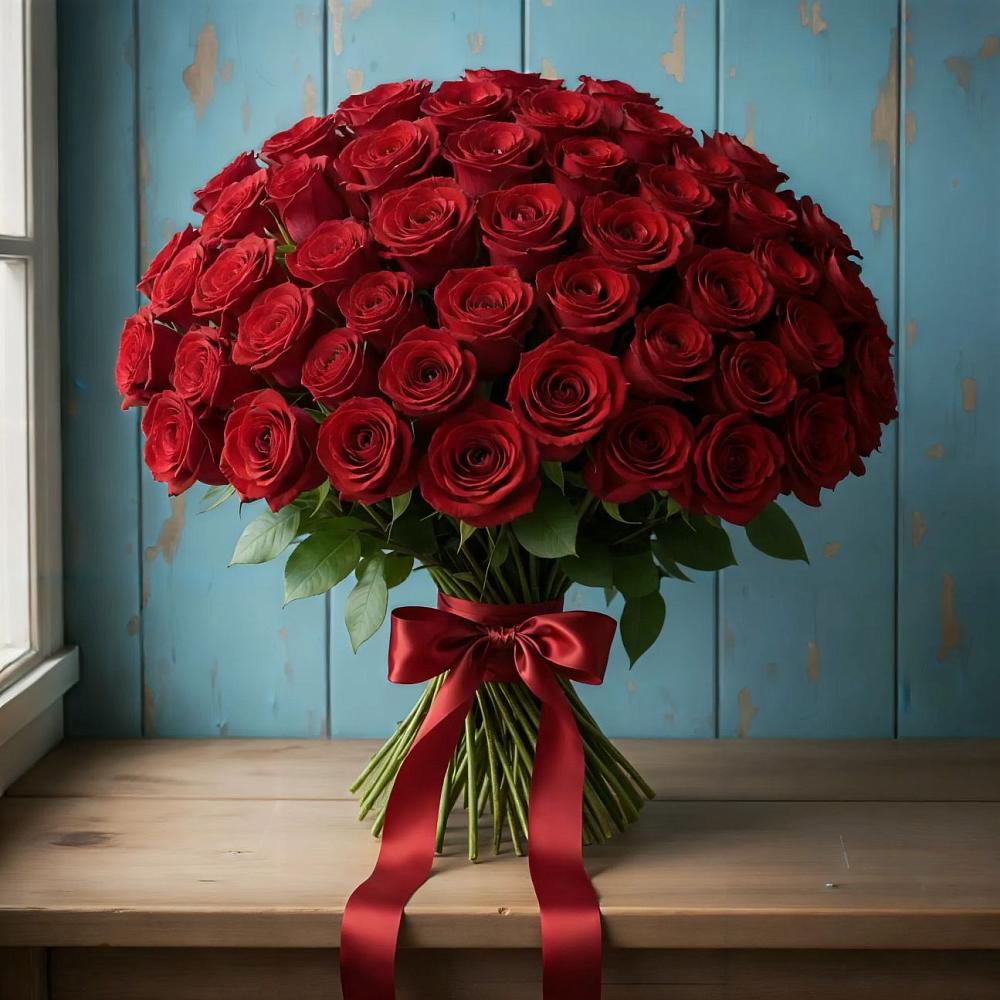 Букет Красные розы Блэк Меджик в Льве Толстом