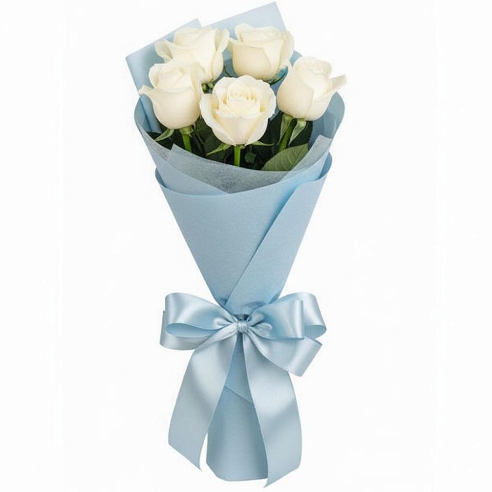 Букет 5 Белых роз Проуд в Льве Толстом