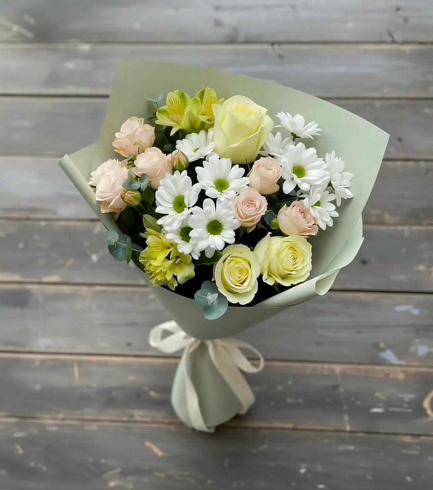Букет цветов из: Альстромерии, Розы и Хризантемы в Льве Толстом