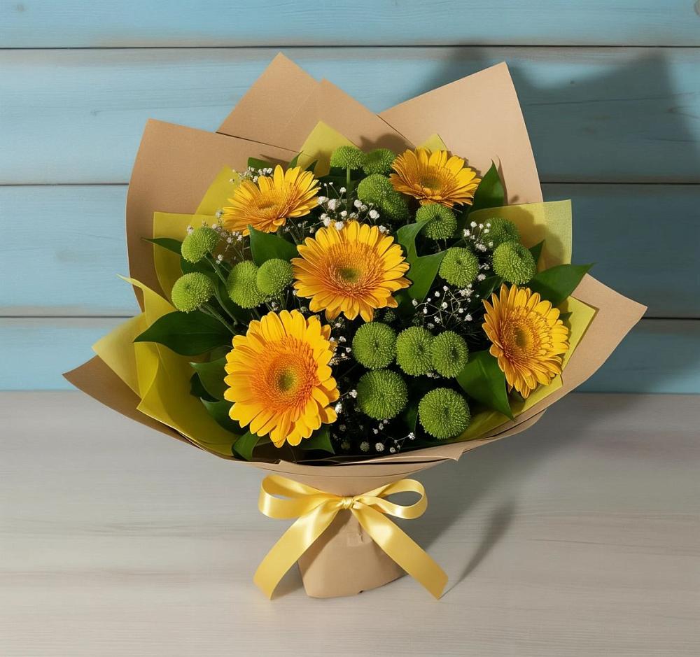 Букет цветов из: Герберы и Хризантемы в Льве Толстом