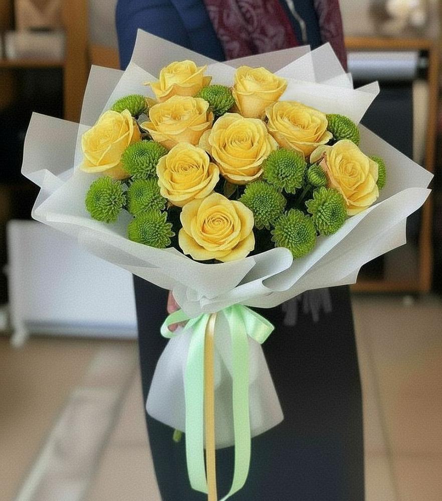 Букет цветов из: Хризантемы и Розы в Льве Толстом