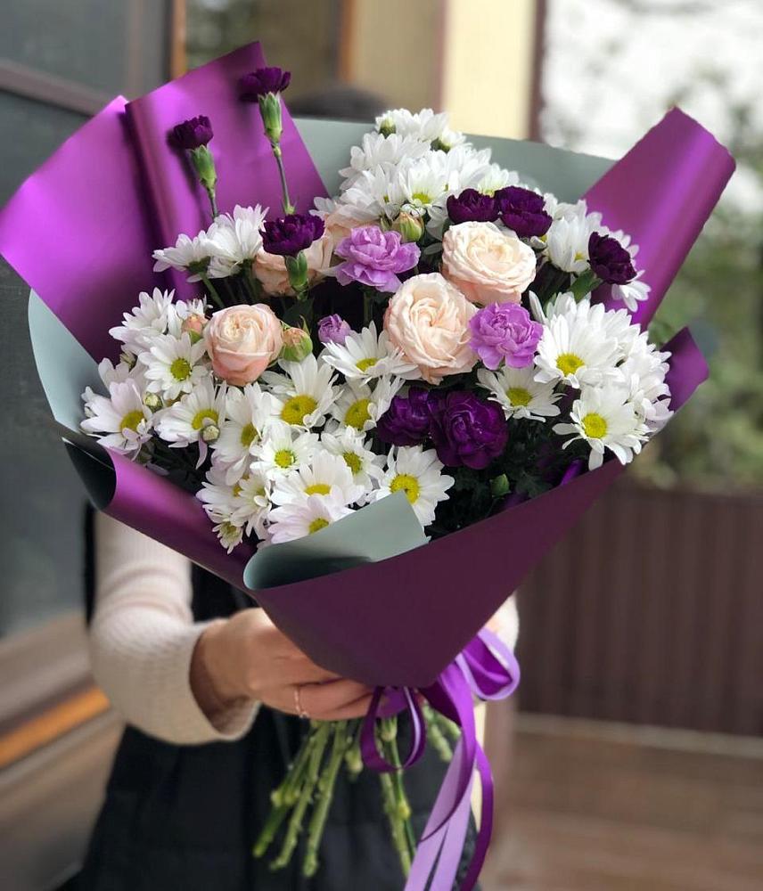 Букет цветов из: Хризантемы, Гвоздики и Розы в Льве Толстом