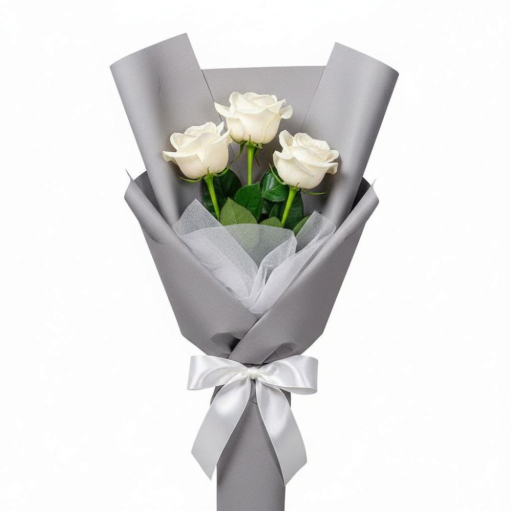 Букет 3 белые розы в Льве Толстом