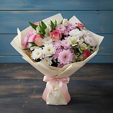 Букет цветов из:  Хризантемы, Альстромерии и Розы в Льве Толстом