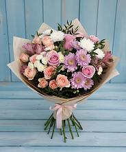 Букет цветов из:  Хризантемы, Розы и Альстромерии #REPLACE_PRED# Льве Толстом