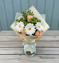 Букет цветов из:  Герберы, Розы и Хризантемы в Льве Толстом