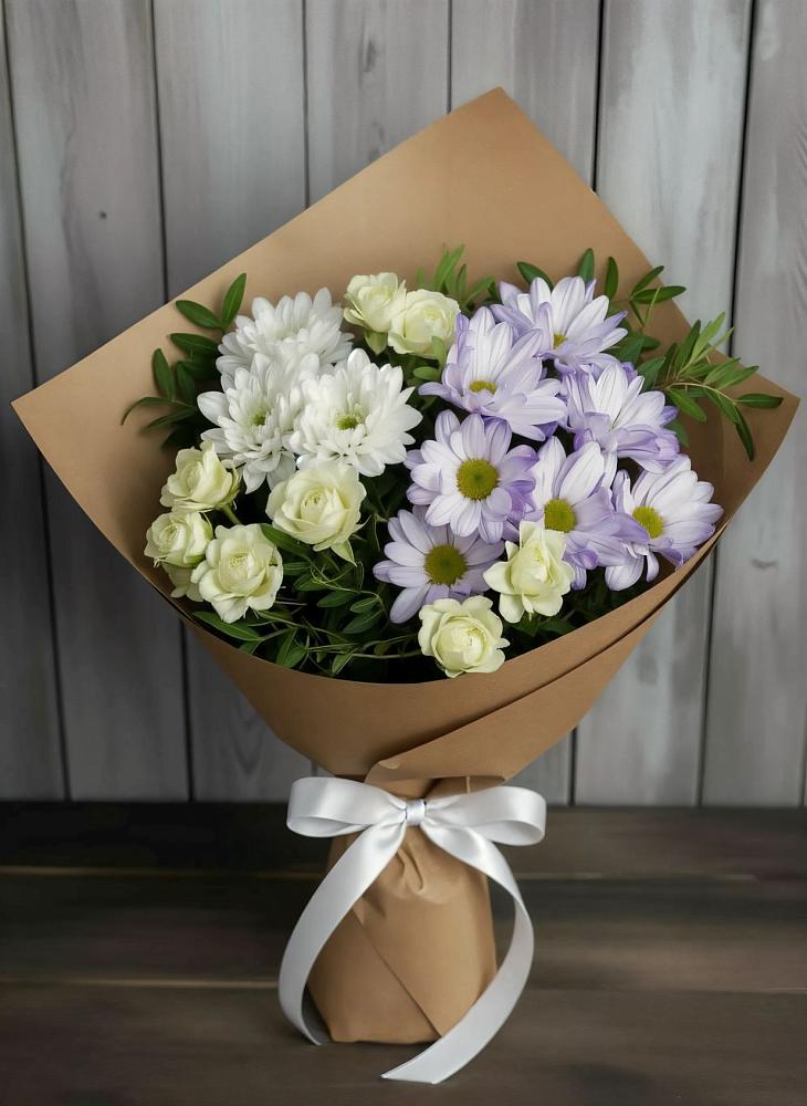 Букет цветов из: Хризантемы и Розы в Льве Толстом